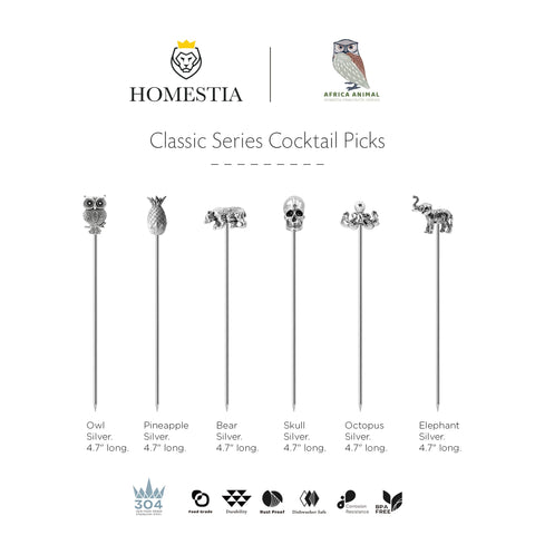 Homestia reusable cocktail picks easy to wash and reuse.
