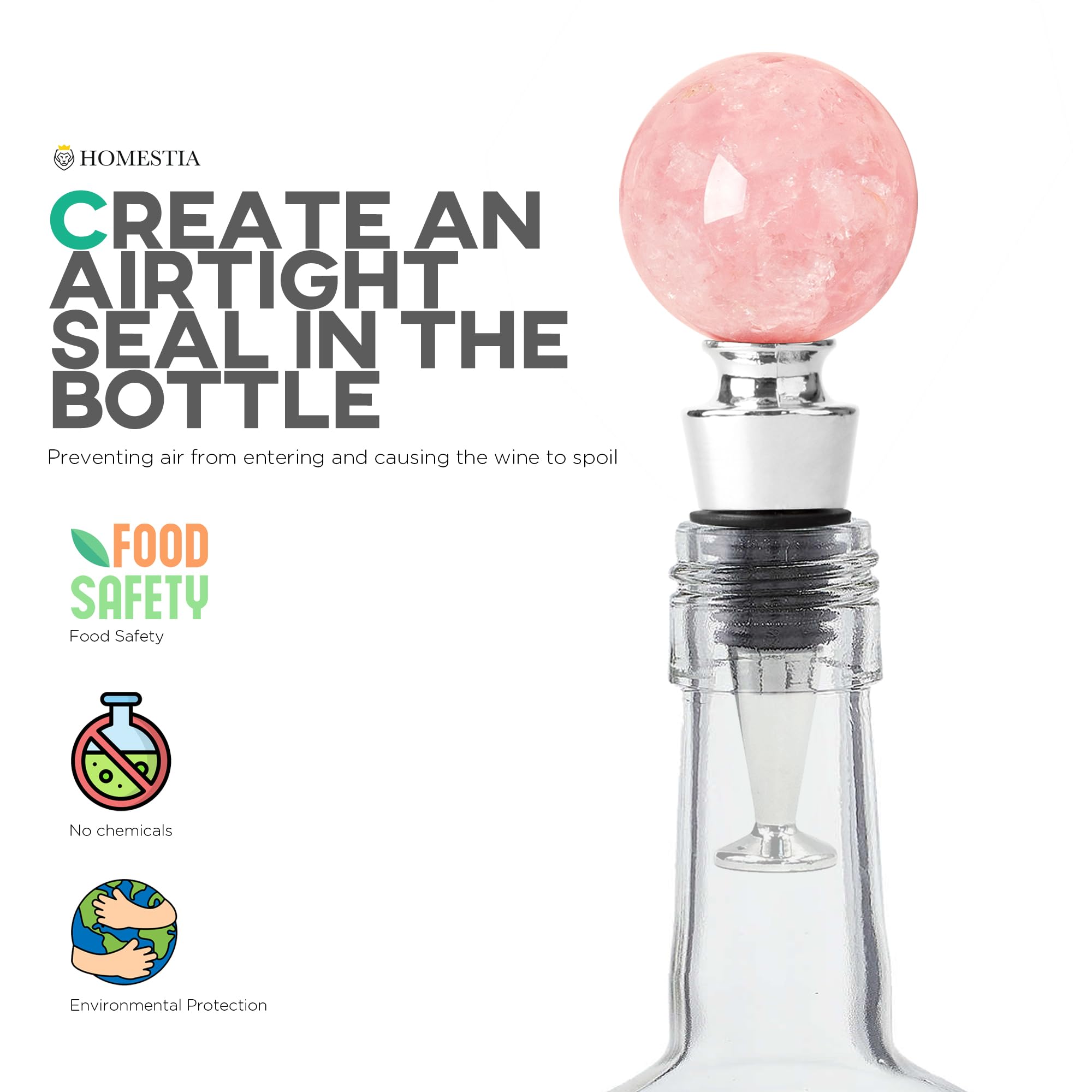 Homestia stainless steel wine stopper with silicone seal for airtight closure