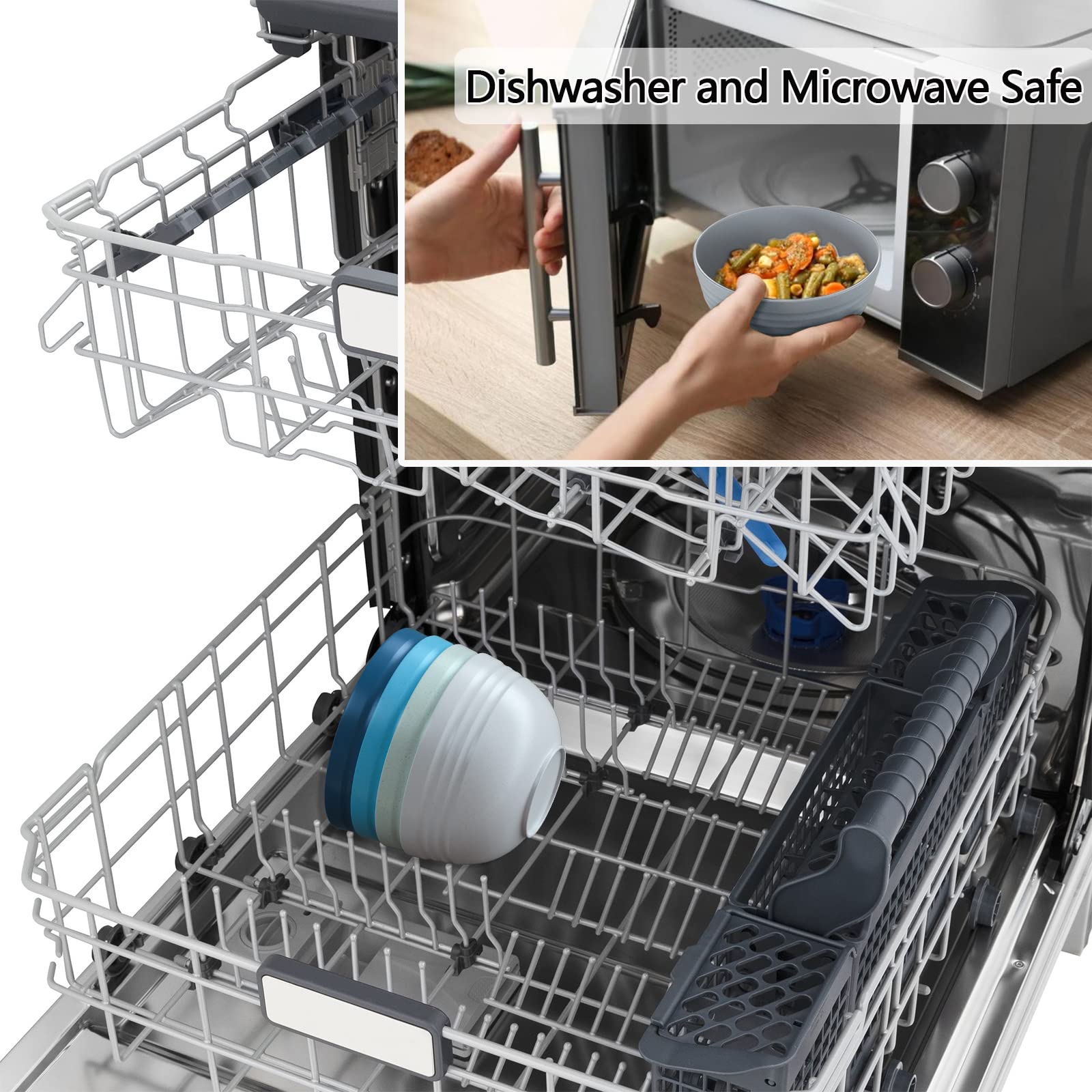 Homestockplus bowls shown in dishwasher and microwave use