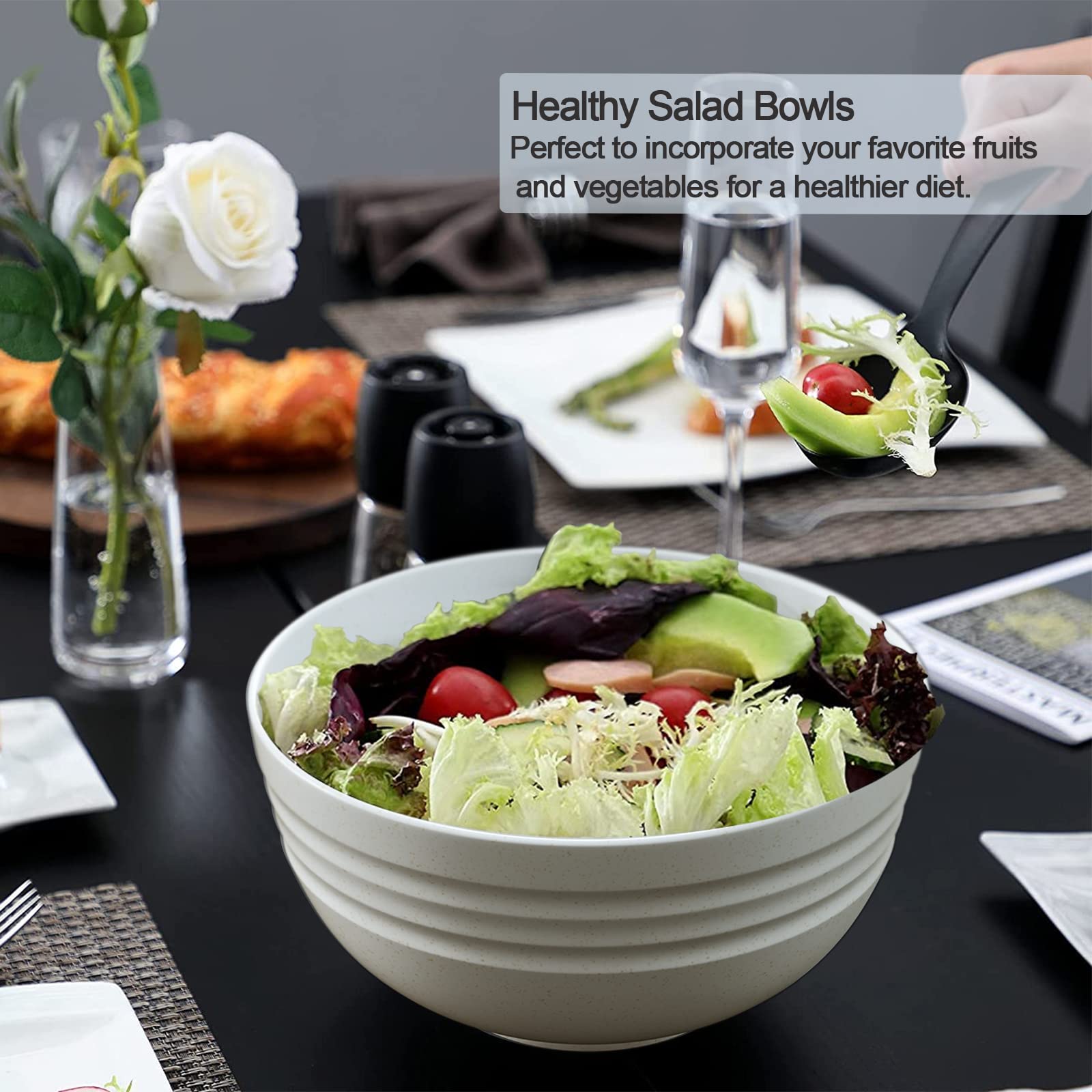 Homestockplus bowls made from wheat straw fiber, BPA-free and eco-friendly.