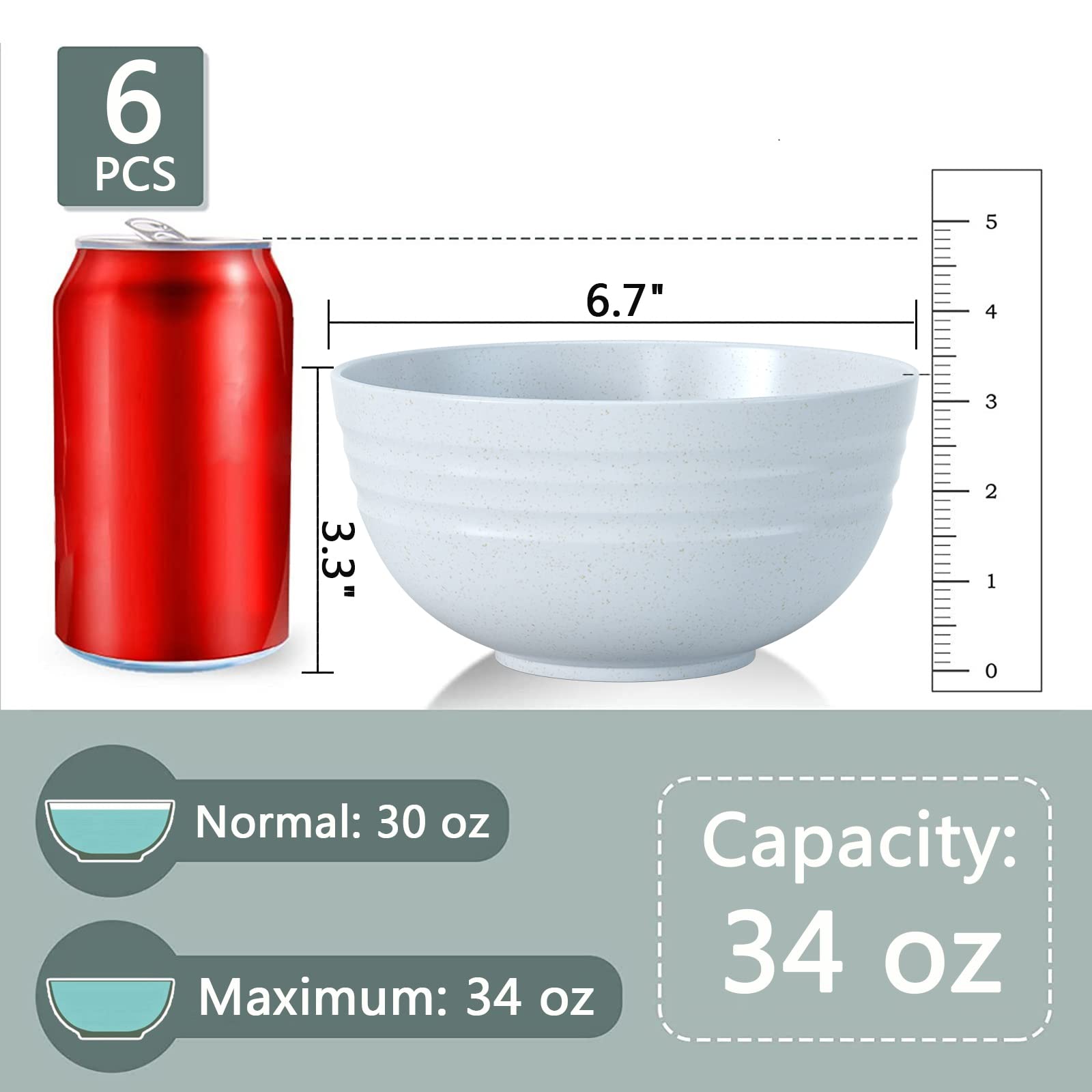 Homestockplus six-pack bowls, lightweight and durable for family use