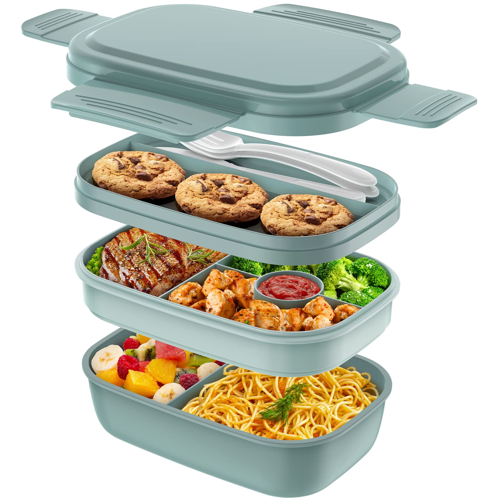 HOMETALL adult lunch box with three stacked tiers for organized meals on the go.