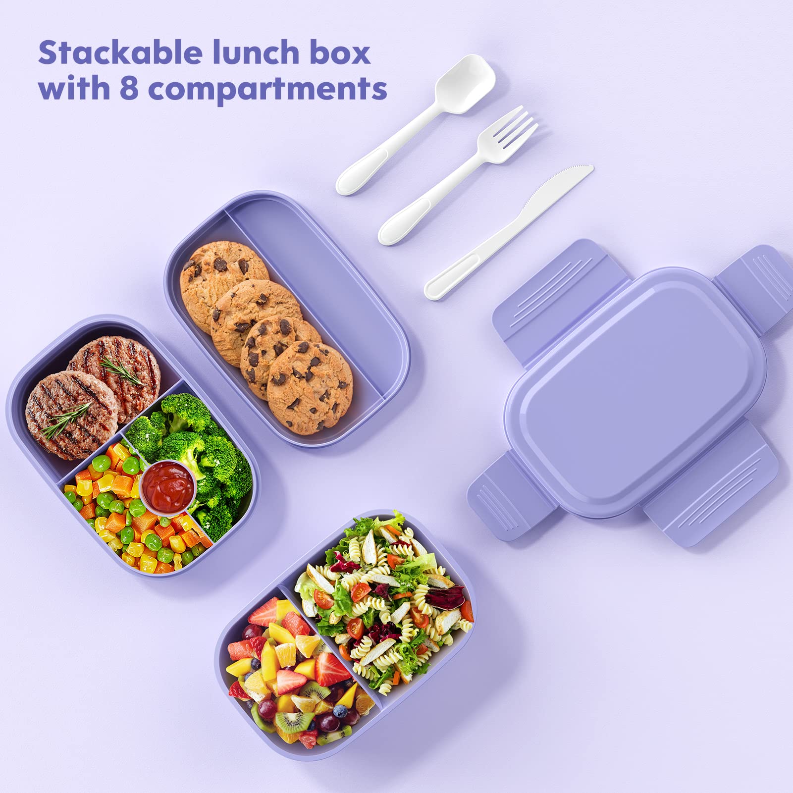 HOMETALL 3-layer bento box keeps foods separated for balanced meals.
