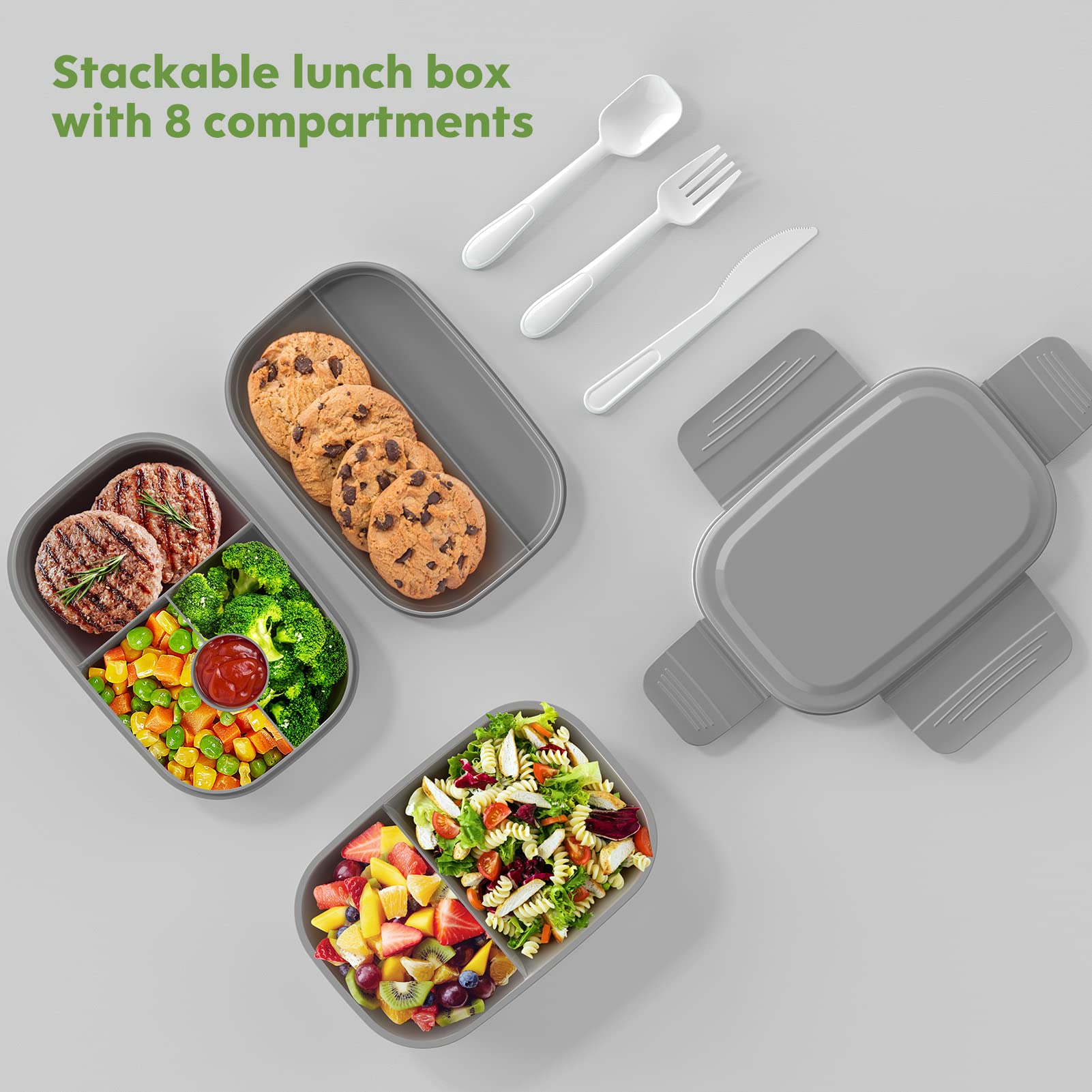 HOMETALL Bento Box shows large 1900 ml capacity for hearty portions.