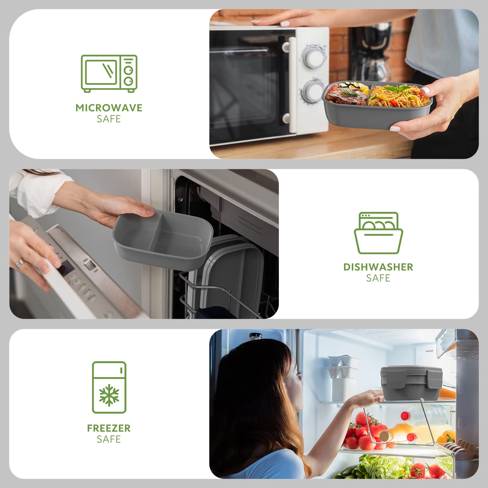 HOMETALL Bento Box is microwave, freezer, and dishwasher safe for busy days.