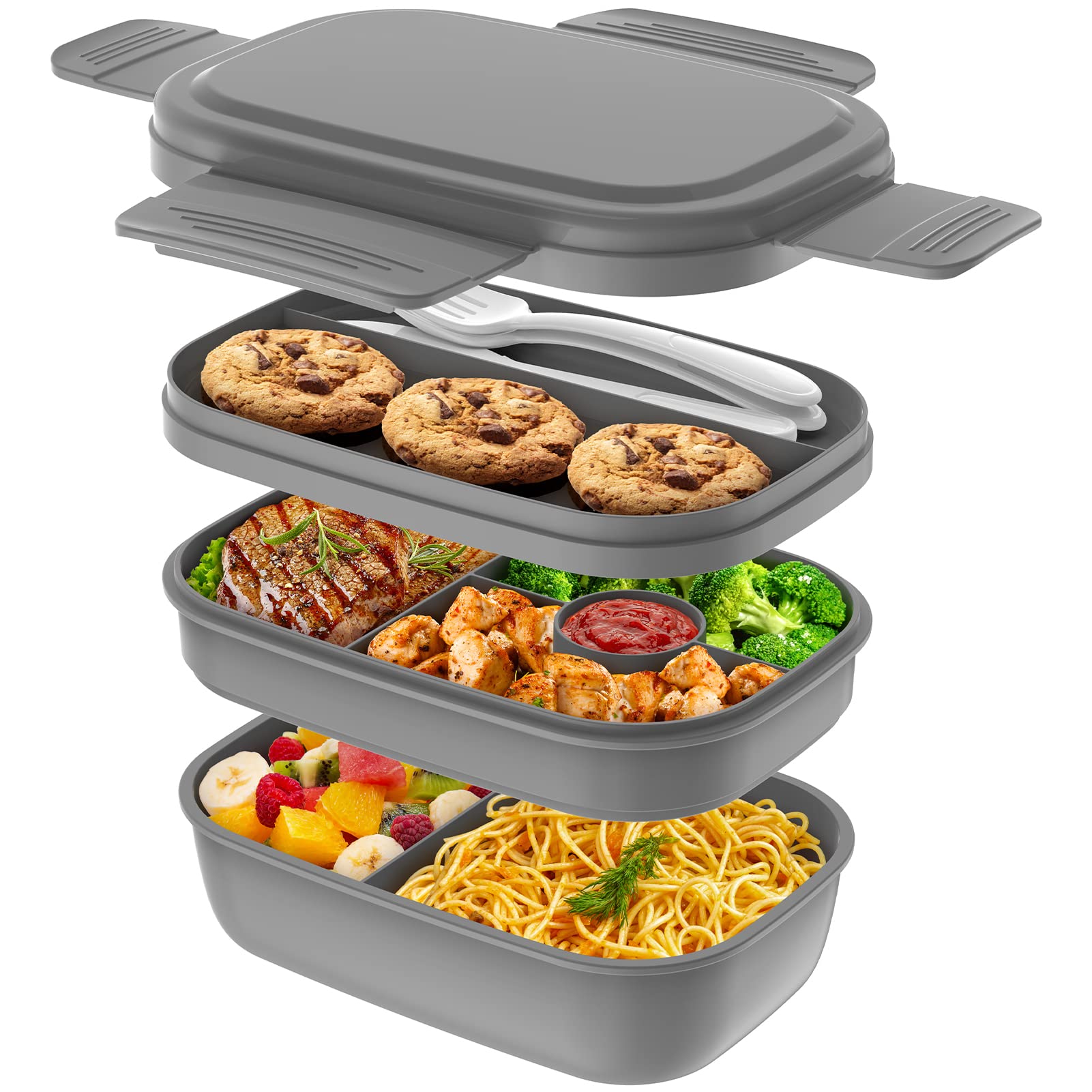 HOMETALL Bento Box stacks three layers for organized meals on the go.