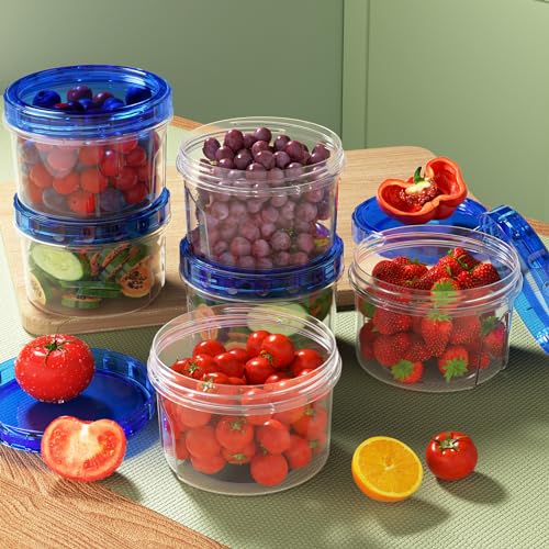 HOMETALL clear bottom container with blue twist-on lid for freshness