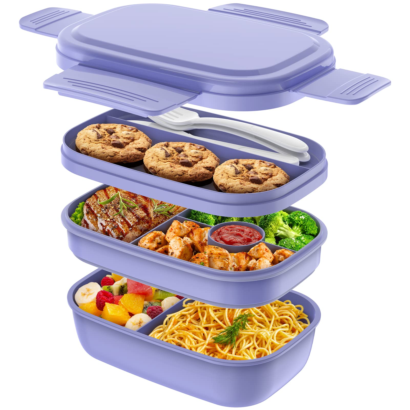 HOMETALL stackable bento box 1900ml capacity keeps meals organized on the go.