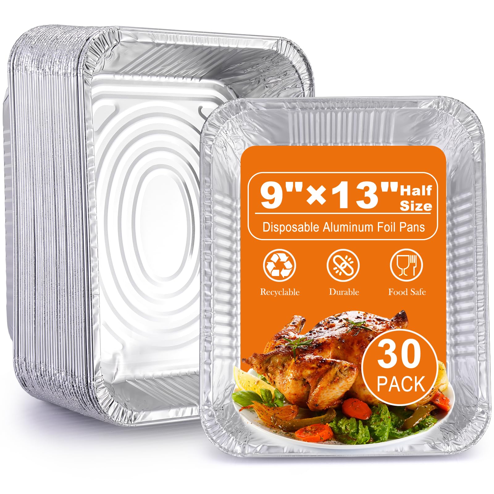 Homewarm aluminum foil pans 9x13, oven-ready tray for even baking and easy serving.