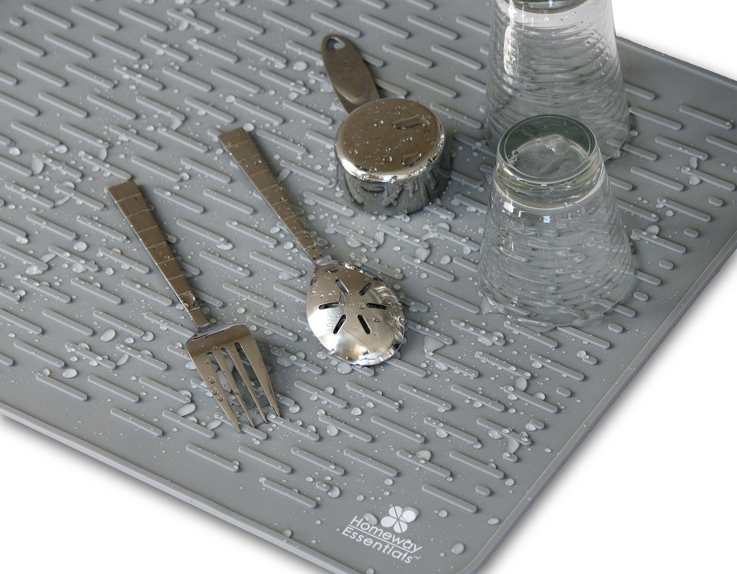 Homeway Essentials dish drying mat is dishwasher safe for quick cleanup.