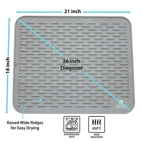 Homeway Essentials dish drying mat on counter creates a spacious workspace.