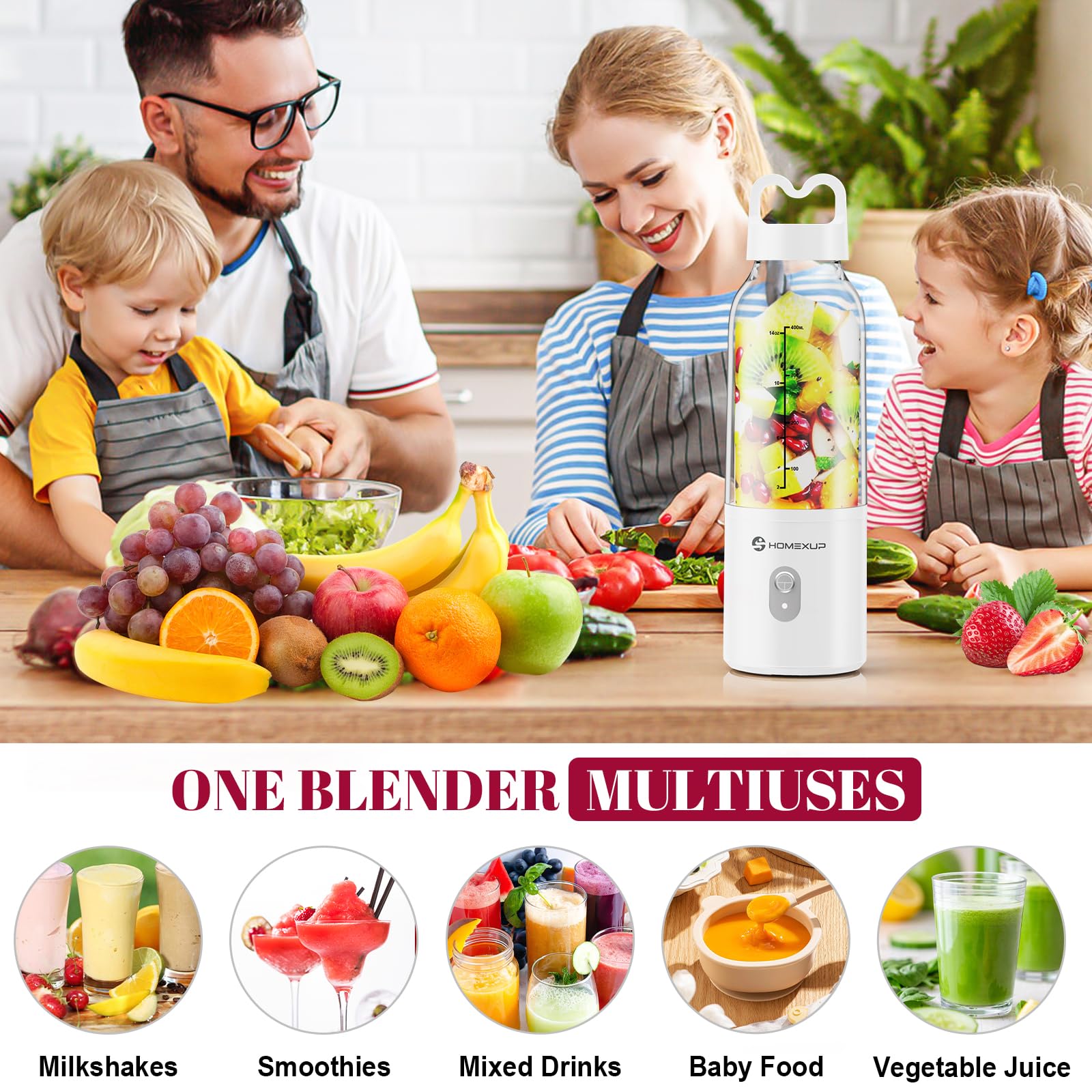 HOMEXUP blender safety features including clutch and double switch