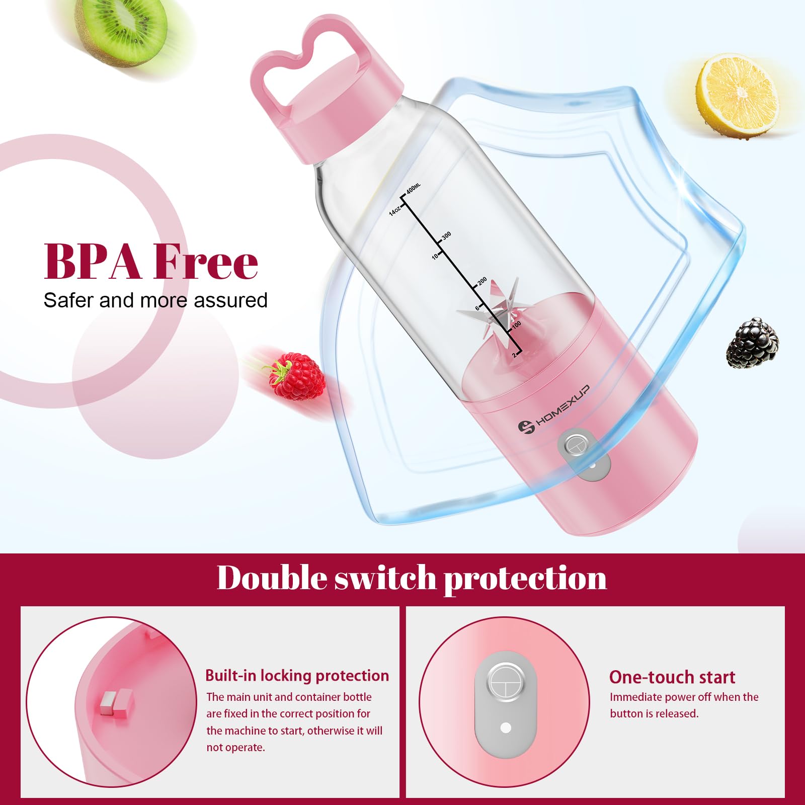 Homexup easy-clean design with detachable cup for simple cleaning.
