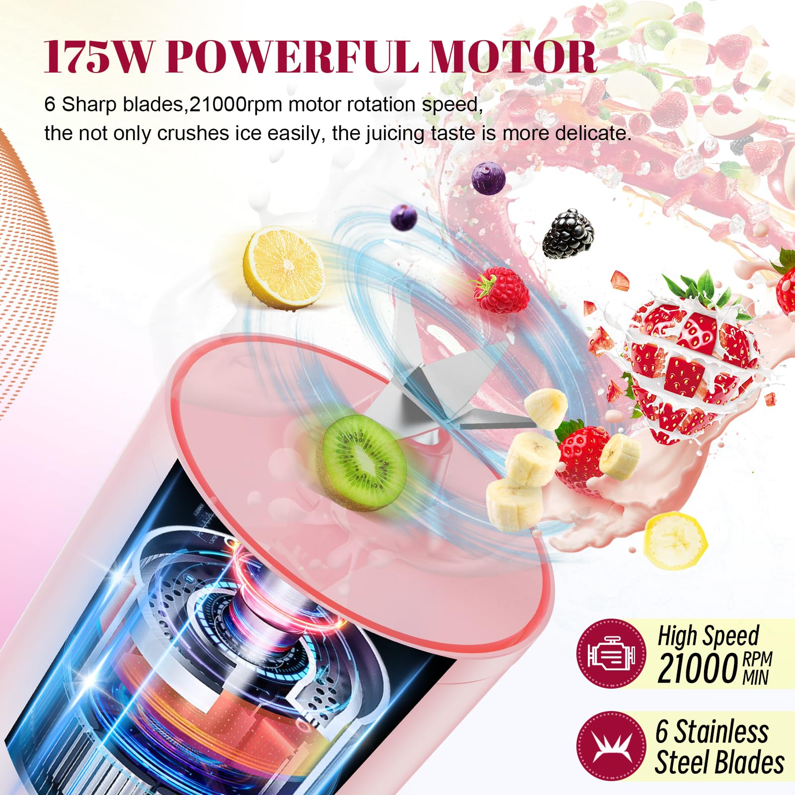 Homexup portable blender enables quick smoothies with one-touch start.