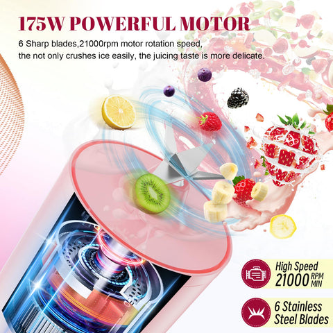 Homexup portable blender enables quick smoothies with one-touch start.