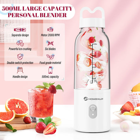 HOMEXUP blender in action with ice-crush capability for icy drinks