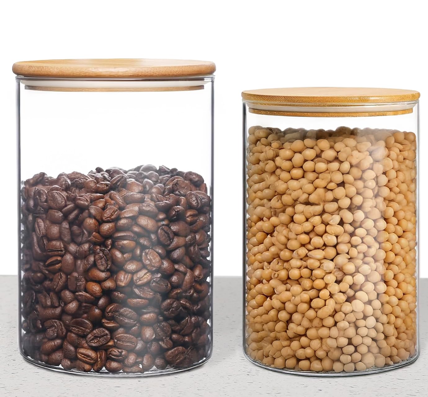 HomeyHoney 33+17 oz glass storage jar with airtight lid keeps pantry staples fresh.