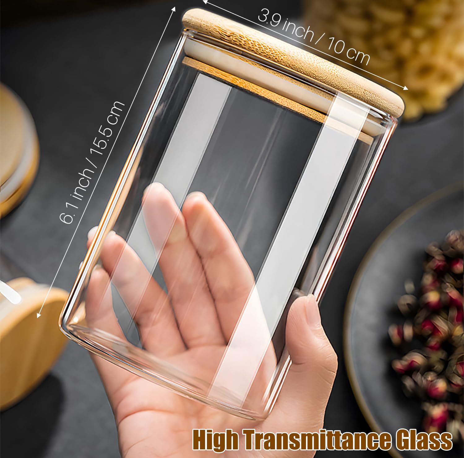 HomeyHoney bamboo lid with airtight seal preserves contents and blocks moisture.