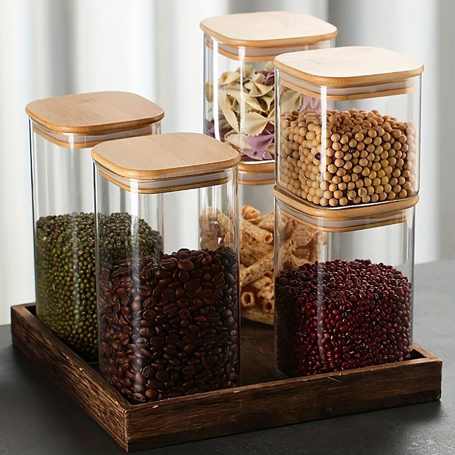 HomeyHoney 38oz jar with bamboo lid keeps contents dry.