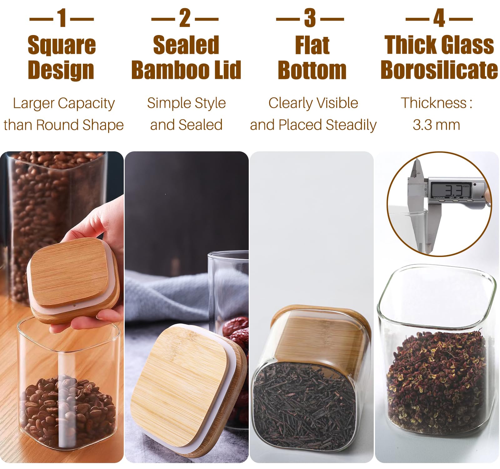 HomeyHoney square 38oz jar with clear glass for bulk storage.