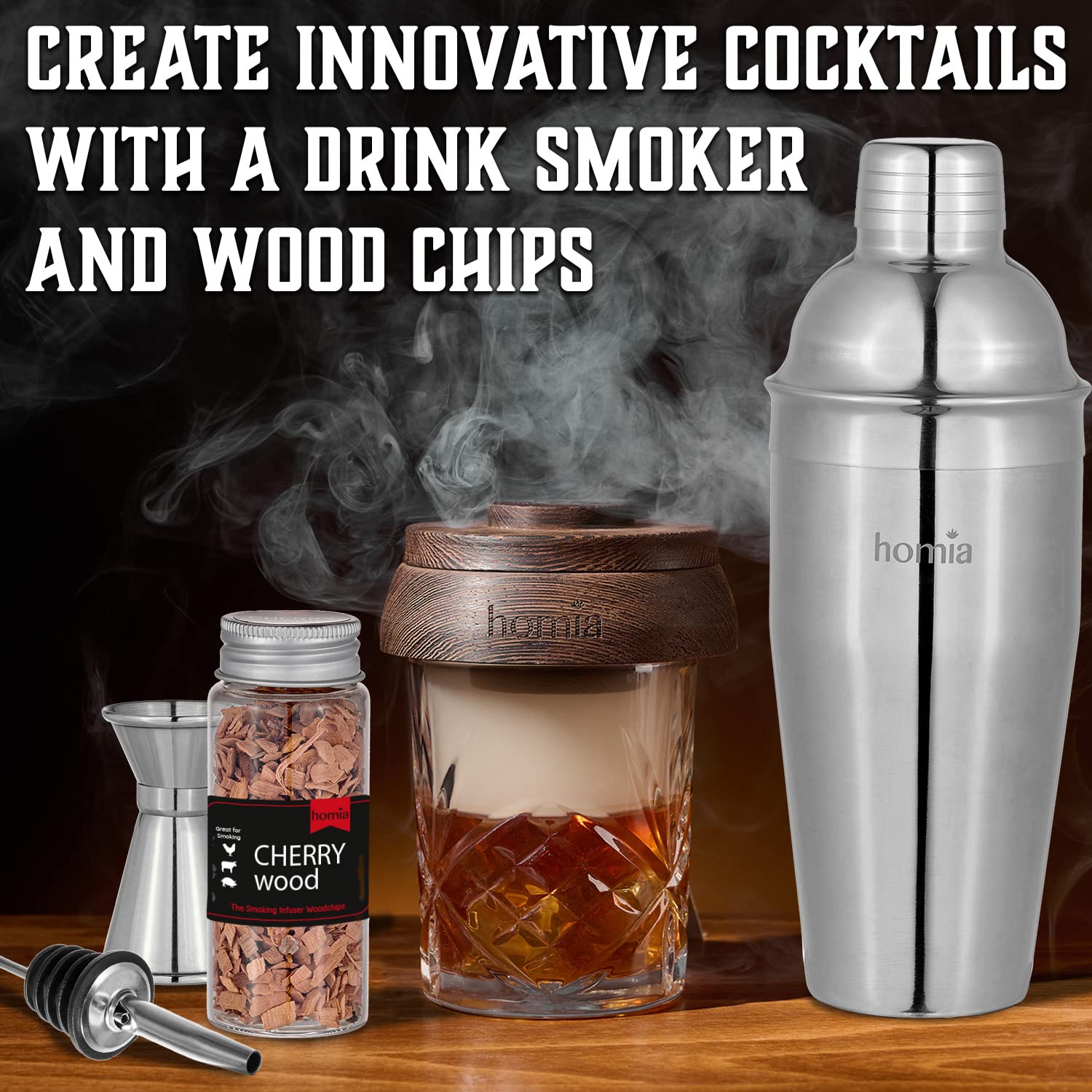 Homia stainless steel cocktail shaker for durable, leak-proof shaking