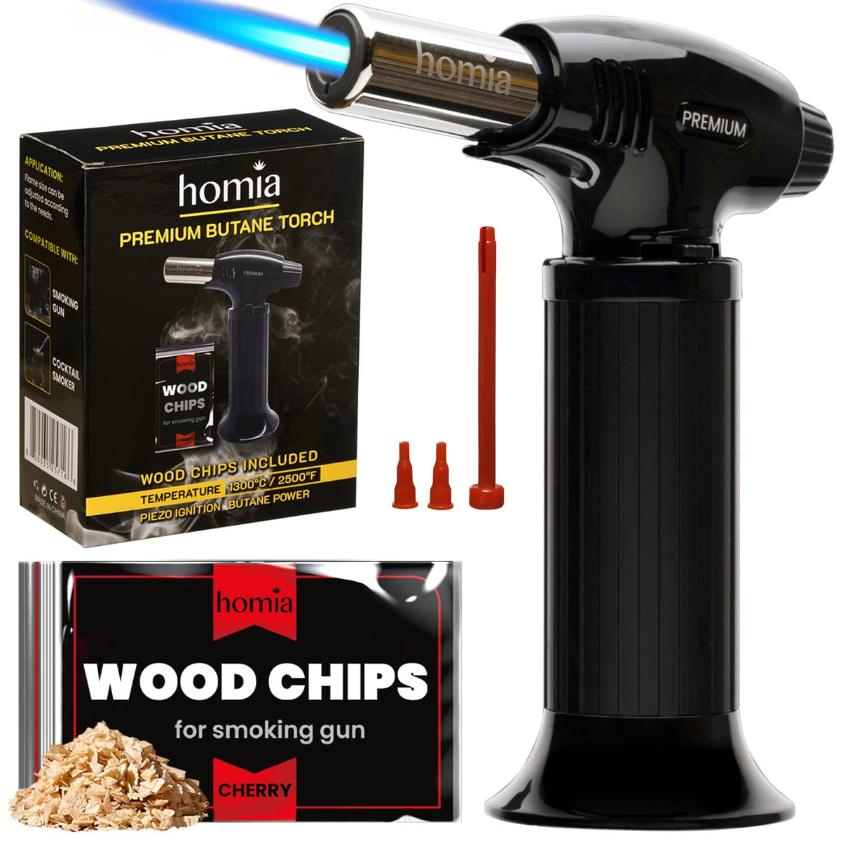 Homia Cocktail Smoker Kit torch in action showing precise flame control