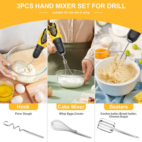 Homicozy egg beater attachment speeds whipping for light textures.