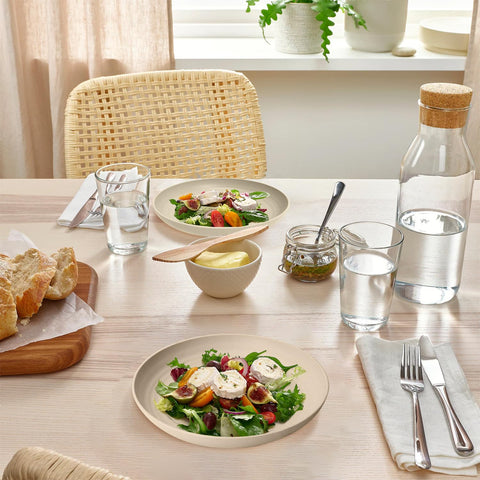 Homienly 8-inch beige plates stacked neatly for daily use.