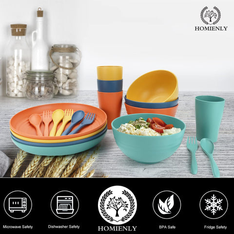 Homienly colorful kids dinnerware set enhances kid-friendly meals.