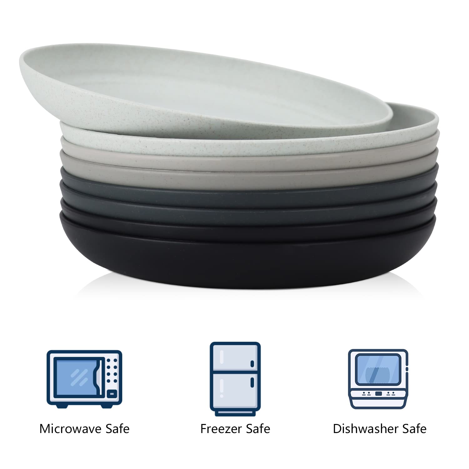 Homienly deep dinner plate charcoal black; dishwasher-safe and microwave-ready.