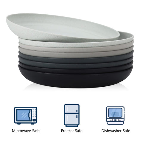 Homienly deep dinner plate charcoal black; dishwasher-safe and microwave-ready.