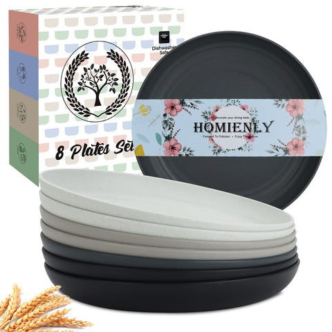 Homienly deep dinner plate stone grey for daily kids meals; BPA-free and durable.