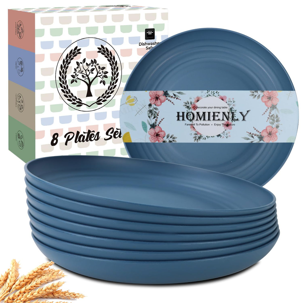 Homienly deep dinner plate in blue, unbreakable and lightweight