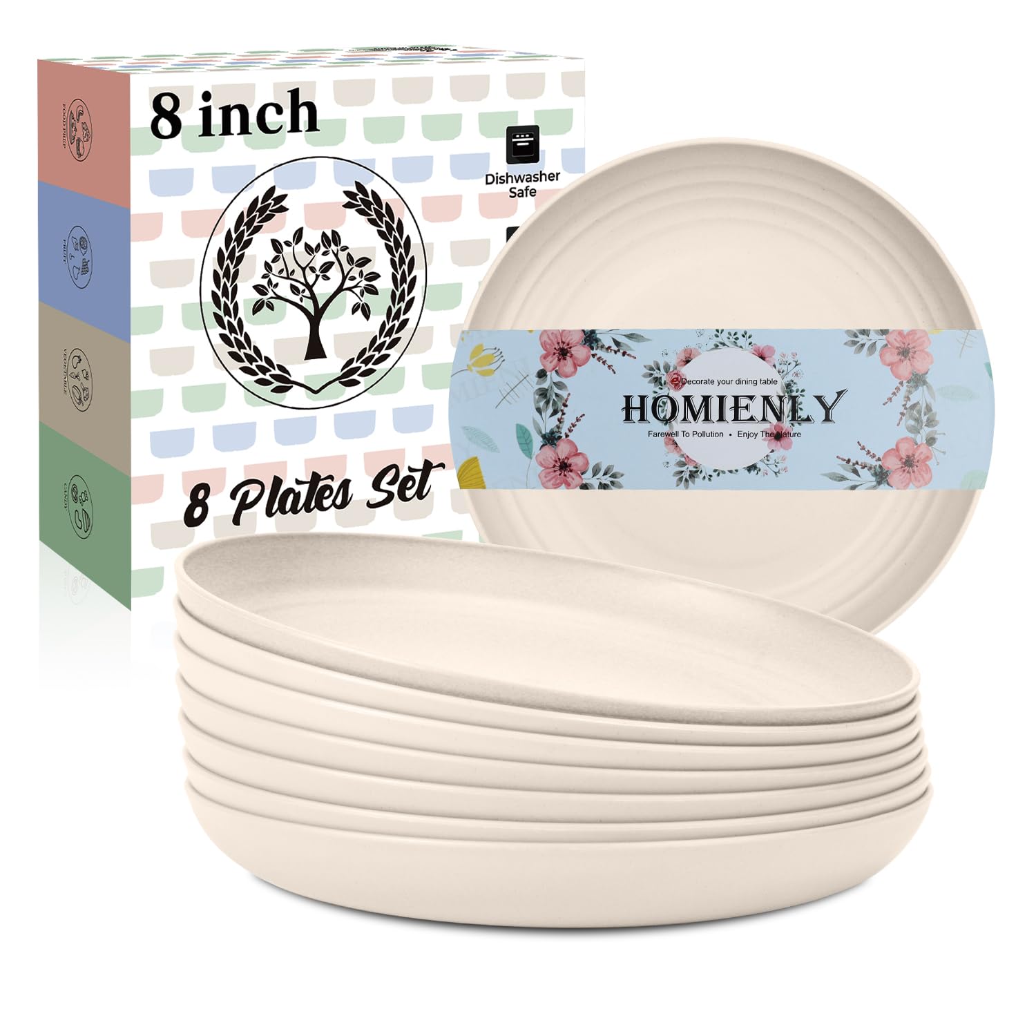 Homienly 8in beige dessert plates top view for everyday dining.