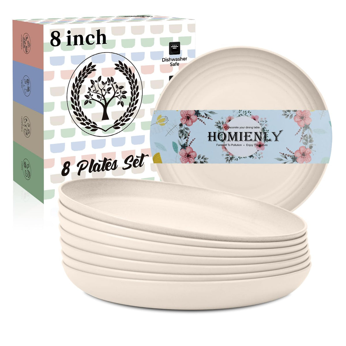 Homienly 8in beige dessert plates top view for everyday dining.