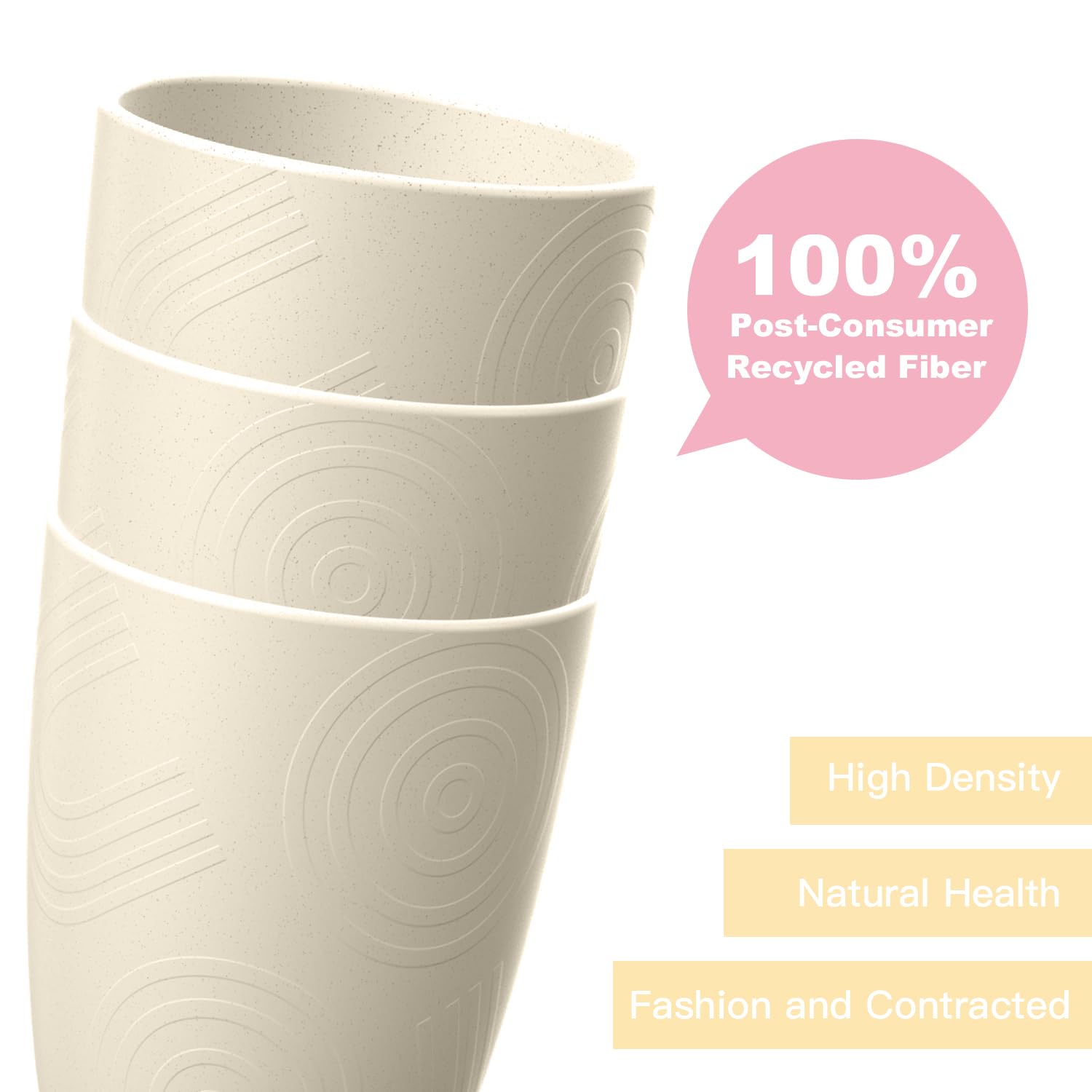 Microwave-safe wheat straw cups warm beverages quickly and safely.