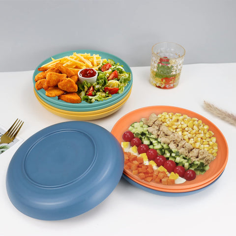 Packaging display of Homienly plates with four color options and branding.
