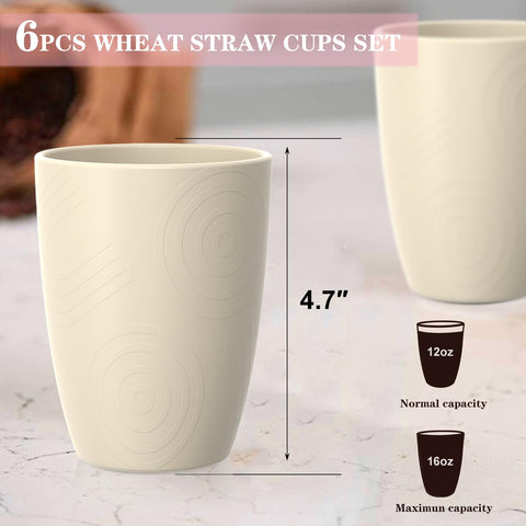 Homienly 16oz wheat straw cups with stackable design, saving space in busy kitchens.
