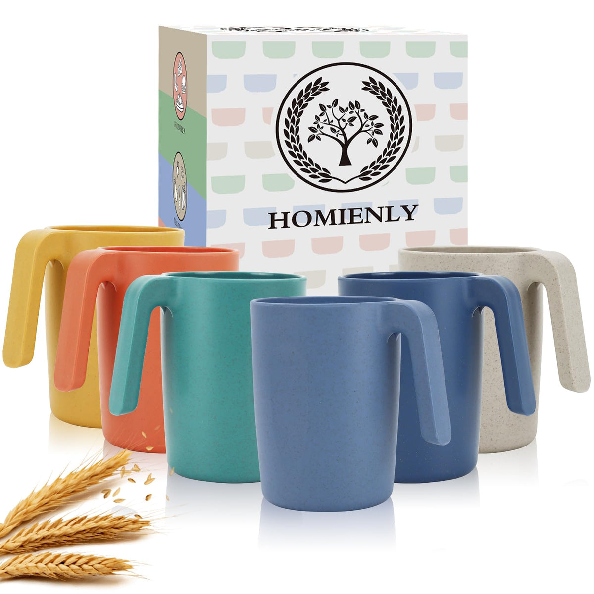 Homienly wheat straw mug stackable design saves cabinet space.