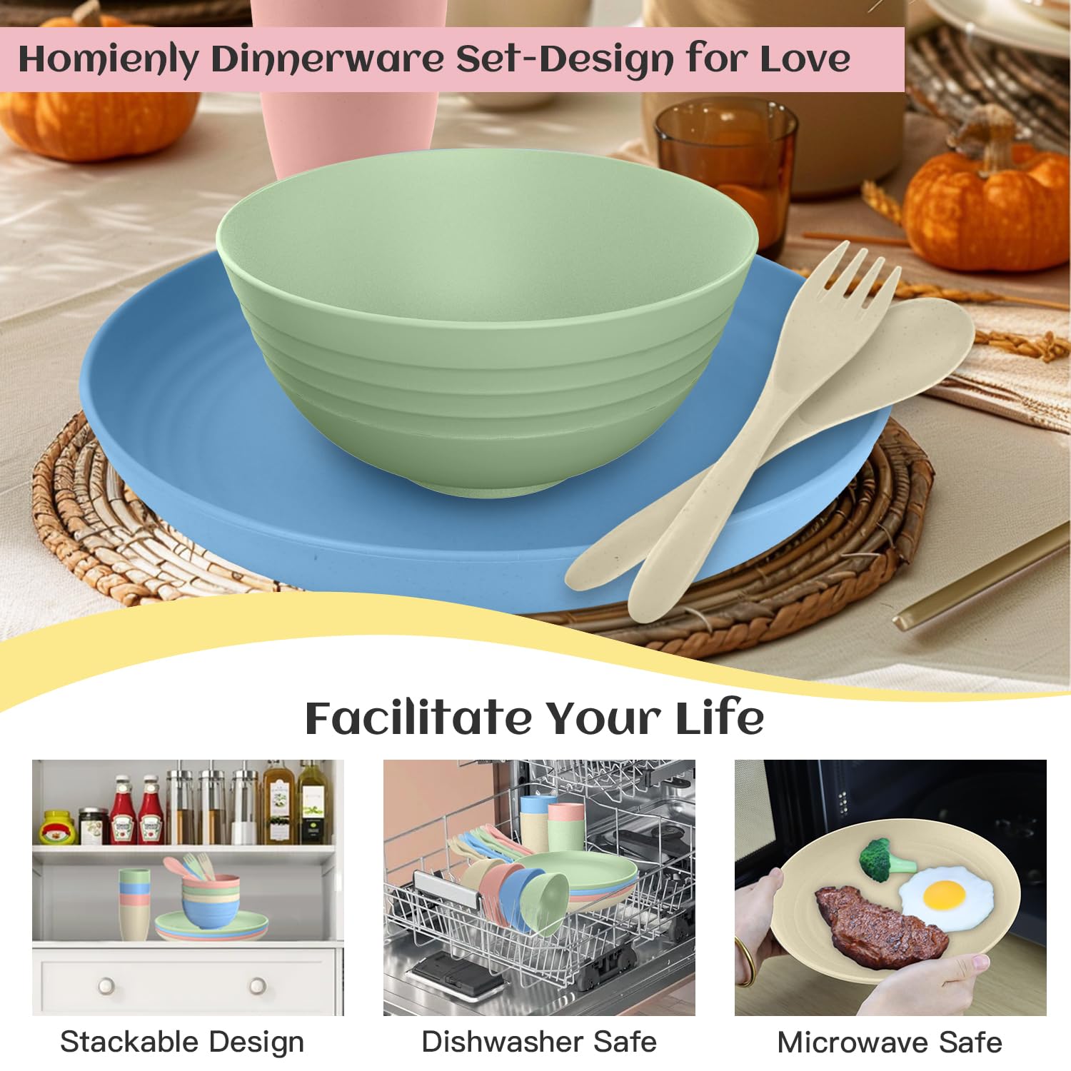 Homienly wheat straw cup emphasizes portability and easy cleaning.
