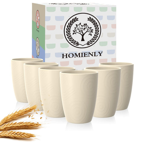 Homienly 12oz wheat straw cups set—durable, eco-friendly daily hydration for the whole family.