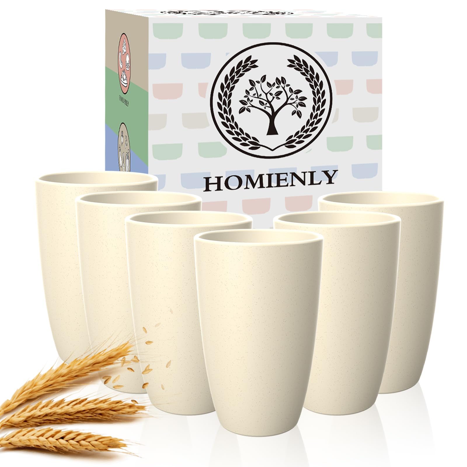 Homienly wheat straw cups 20oz, unbreakable and lightweight for daily use.