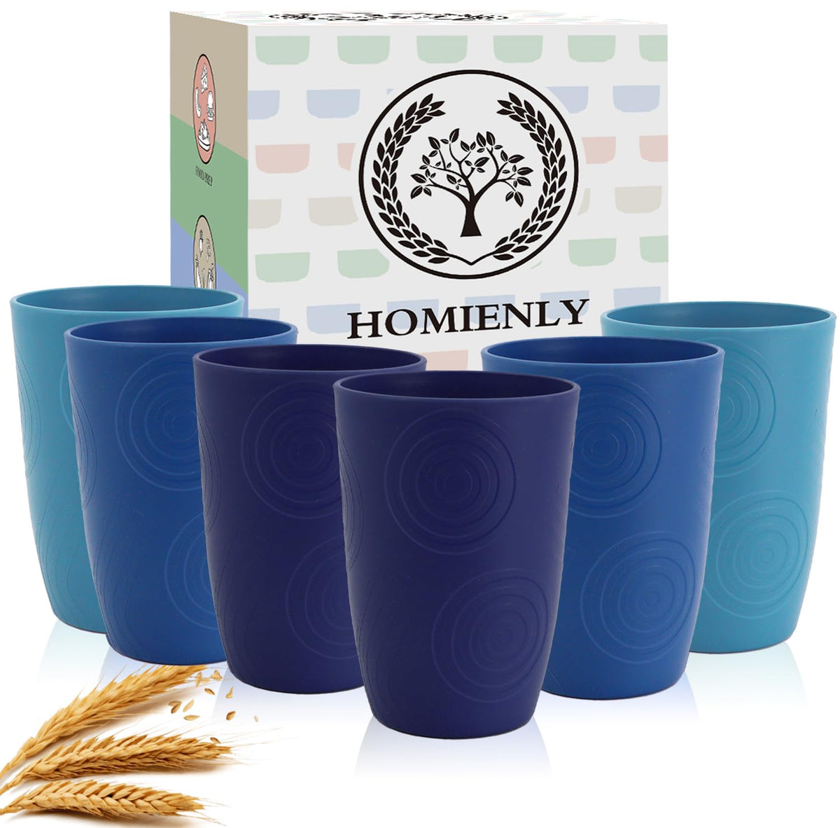 Homienly blue sky 16oz wheat straw cups for durable daily use outdoors