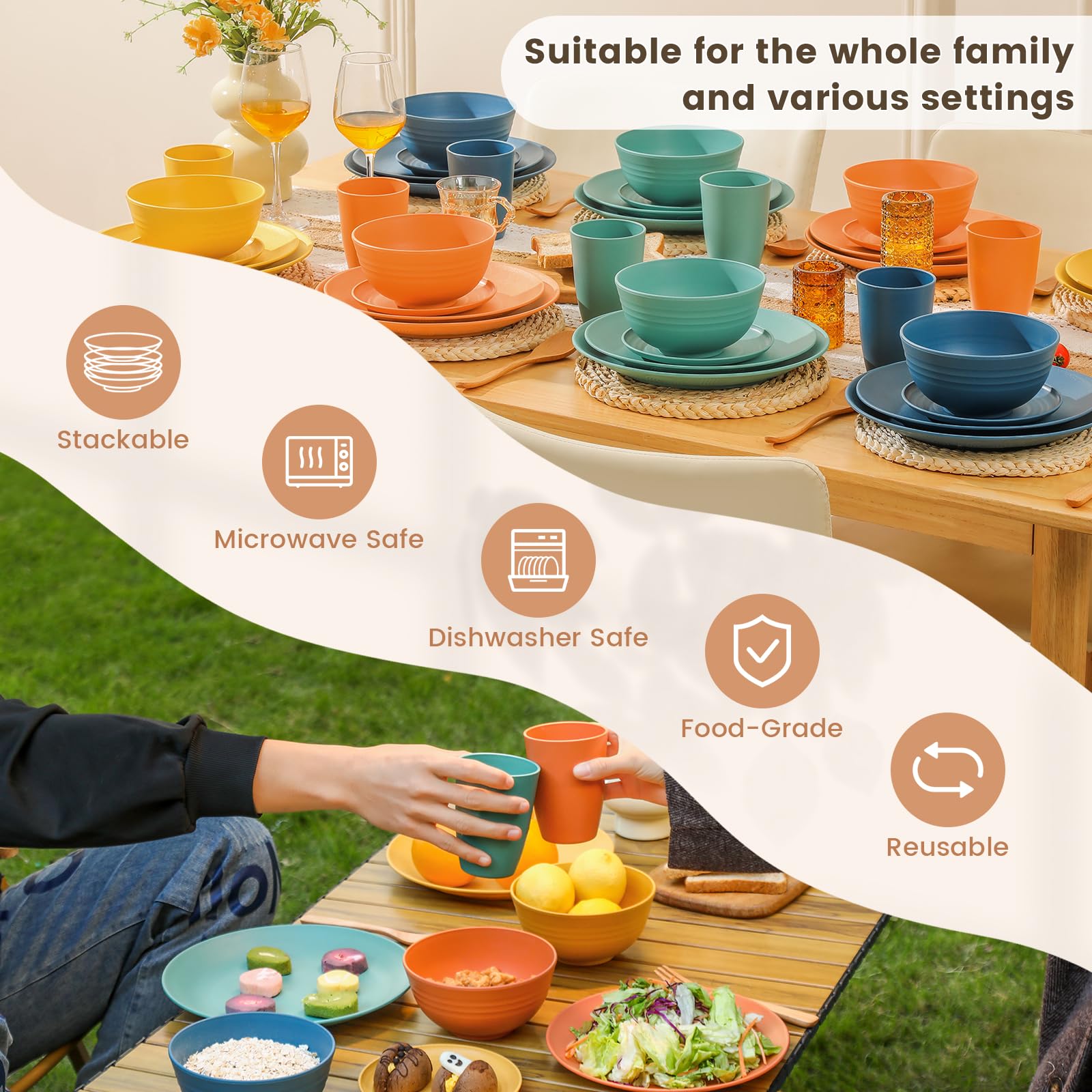Homienly textured-bottom detail on dinnerware enhancing grip and visual appeal.