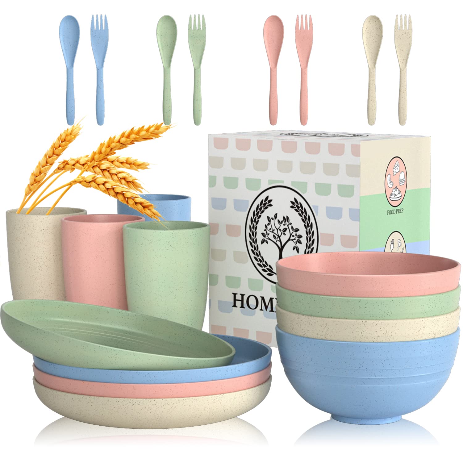 Homienly beige wheat straw plate shows safe, lightweight family dining.