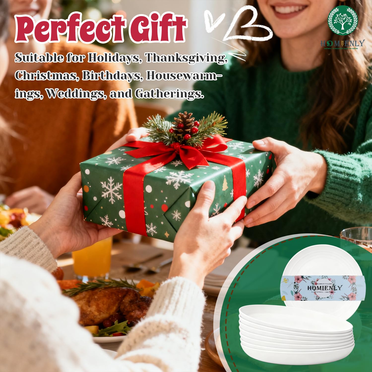 Homienly dessert plate on camping table—safe for hot dishes up to 120°C.