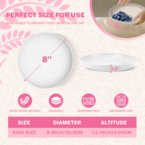 Homienly 8-inch plate close-up—unbreakable design for kids and outdoor picnics.