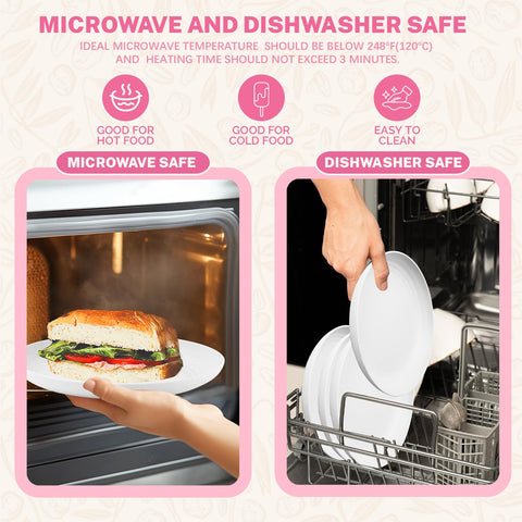 Homienly 9-inch microwave-safe plate heats foods safely.