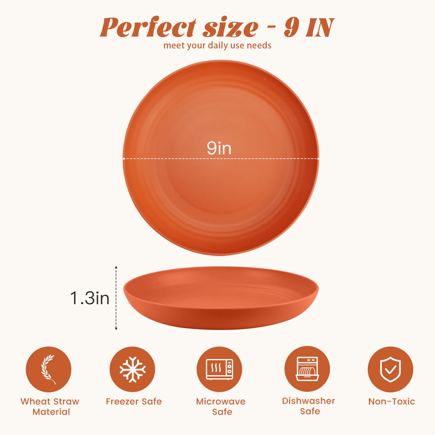 Homienly wheat straw plates raised-edge design keeps salads in place during meals
