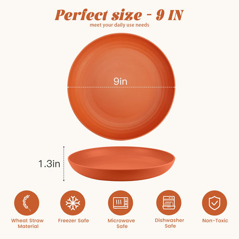 Homienly wheat straw plates raised-edge design keeps salads in place during meals